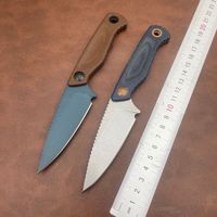 Couteau droit compact KUNBO 203BT à manche en lin, lame unie, idéal pour le camping en extérieur et la découpe de fruits, extrêmement tranchant