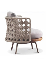 Jardin extérieur petit balcon cour frêne bois rotin naturel canapé et table combinaison meubles