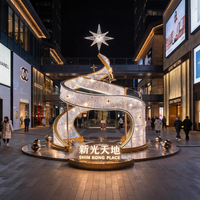 Luz Decorativa Navideña LED en Espiral con Motivo de Estrella 3D, Escultura Luminosa Grande para Exteriores, Centro Comercial, Decoración Festiva