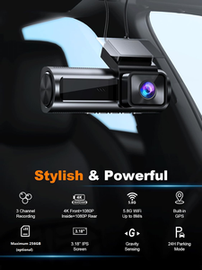 <span class=keywords><strong>Amazon</strong></span> Bestseller NEU 3-Kamera-Objektiv 5G WiFi 3,2 Zoll Auto-DVR 24H Dashcam 4K Dash-Kamera Fischaugen-Videorekorder 4K Black Box - Product Image 2