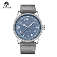 Montre mécanique automatique pour homme OCHSTIN 7006, style business, aiguilles lumineuses, bracelet en cuir, nouvelle montre avec date.