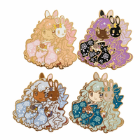 Broche en émail rigide Kawaii Lolita Bunny, motif fille anime et lapin de dessin animé pastel, mignonne, badge de fandom, souvenir