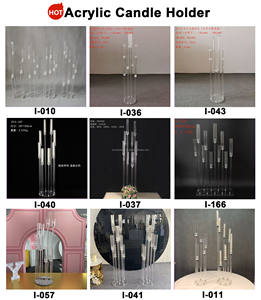 Bougeoir en verre lisse de haute qualité classique 8 bras bougeoir en cristal clair pour la décoration de mariage - Product Image 3