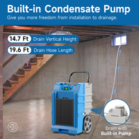 Déshumidificateur 70L, sécheur, ETL CE SAA avec réfrigérant R410 R290, machine industrielle et commerciale pour la restauration et les dégâts d'inondation