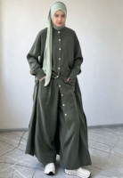 Ensemble pantalon abaya personnalisé avec patte de boutonnage avant et fente latérale, tenue de navetteur, vêtements islamiques, abaya modeste pour l'Aïd et le Ramadan