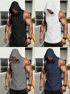 Débardeur de sport à capuche pour homme, taille US, avec logo personnalisé, séchage rapide, élastique, pour entraînement et <span class=keywords><strong>fitness</strong></span> - Product Image 3