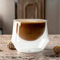 Petites tasses à expresso en verre Tasses à thé et soucoupes pour boissons chaudes pour latte, cappuccino, café et expresso