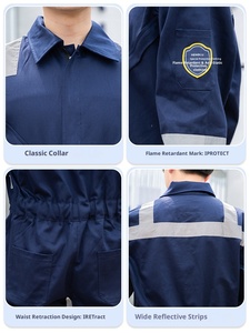 Pure Cotton Conjoined Anti-static Flame Retardant <strong>Work</strong> Wear <strong>Overalls</strong> Reflective Strip Anti-scalding ANSI Class <strong>Work</strong> Clothing - Product Image 3
