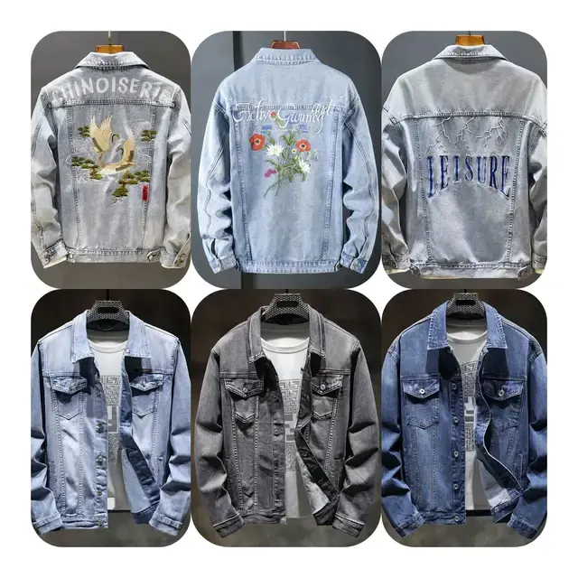 Fashion Mens Denim Trucker Jackets Slim Fit Mens Jeans Jacket Cotton Outwear Coat Long Sleeve Plus Size Male