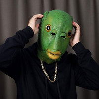 Masque de fête d'Halloween pour adultes, costume de carnaval amusant et mignon, tête de poisson verte, monstre Murloc, coiffe de poisson, Cospaly