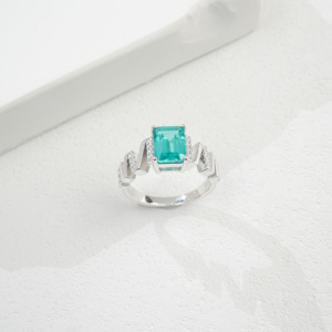 925 <b>Silver</b> Paraiba Color Green Beryl <b>Ring</b> sense of sophistication luxury Gifts for girl Jewelry Marriage proposal Anniversary L - Product Image 1
