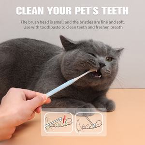 Fabrikgroßhandel Acht Kopf-Arten 2-in-1 Zahnpflege Set für Haustiere Katze und Hund - Product Image 5