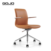 Chaise de bureau de style moderne à dossier bas, en cuir PU, inclinable, pivotante, chaise de patron de luxe en cuir pour le bureau