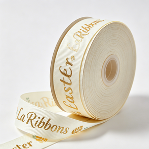 Customized Print Gold Foil Easter Gift Wrapping Craft Grosgrain <b>Ribbon</b> for Bows Decoration <b>Ribbon</b> 50 Yard Rol - Product Image 2