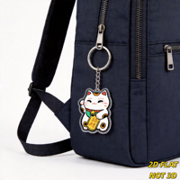 Porte-clés Chat Porte-Bonheur Blanc Maneki-Neko avec Patte Relevée et Pièce de Monnaie, Breloque en Acrylique Découpée pour Clés ou Sac, Symbole de Bonne Fortune