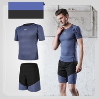 Vente en gros de vêtements de fitness ensemble d'été pour hommes ensemble de 2 pièces manches courtes et coupe sèche avec logo personnalisé survêtement d'entraînement de gymnastique pour hommes