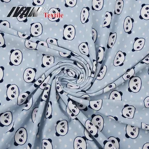 Hot Sale Comfortable Soft Cartoon Panda Printed Polyester DTY Brush Knit Jersey Fabric for Pajamas