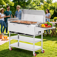 Grill brésilien électrique rotatif en acier inoxydable pour l'extérieur, rôtissoire commerciale, barbecue Churrasco, grand grill Gaucho à vendre