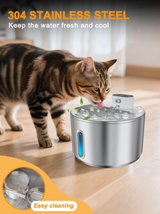 Fontaine à eau sans fil pour chat, plateau en acier inoxydable, 4L, fontaine à eau pour animaux de compagnie avec capteur de mouvement, pompe ultra silencieuse - Product Image 6