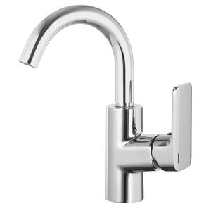 Minimally Modern 59-1 Brass Kitchen Faucet with Hot and Cold Kitchen Mixer, Single Hole Chrome Black Faucet - Product Image 3