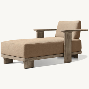 <span class=keywords><strong>Chaise</strong></span> longue RH Dune en teck, <span class=keywords><strong>chaise</strong></span> de salon moderne avec coussin crème sur structure en teck naturel, <span class=keywords><strong>chaise</strong></span> d'appoint pour patio extérieur - Product Image 5