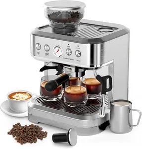 Anbolife mesin pembuat kopi Italia, pembuat kopi Espresso baru, pembuat teh susu otomatis Cappuccino 15/20 bar