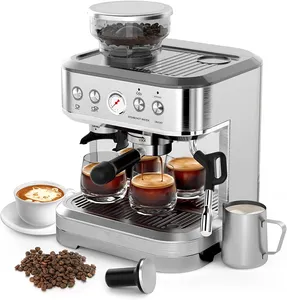 Anbolife New Espresso Coffee Maker Italian Coffee Machine 15/20 Bar Coffee Maker Cappuccino Automatic Milk Tea Maker