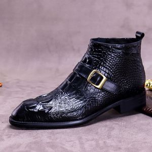 Men's Western High Top Business Boots Thick-Topped Ankle Handmade Genuine Leather for Skin Fashion Trend Design - Product Image 2