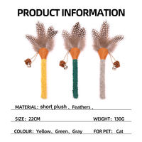 Jouet pour chat en peluche courte classique de luxe, mignon, avec plumes et lianes argentées, en bois et sisal, vente en gros