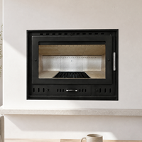 Cheminée encastrée moderne en acier au carbone, à brûlure de bois véritable, pour le chauffage de villas, de salons et la décoration murale.