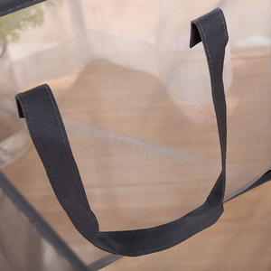 Panier à linge pliable en maille, design rectangulaire respirant, organisateur de vêtements en tissu nylon, type autoportant pour salle de bain - Product Image 3