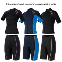 Combinaison de plongée en néoprène 1,5 mm pour femmes et hommes, short à manches courtes séparé, ensemble de plongée en apnée, surf, combinaison de plongée chaude toute saison