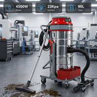 Aspirateur industriel 4500W 90L 23Kpa en acier inoxydable, collecteur de poussière humide et sèche 220V pour atelier CNC, copeaux et débris métalliques