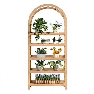 Scaffale Espositivo Moderno in Bambù a 5 Ripiani, Libreria Romana Elegante e Artistica, Porta Piante per Soggiorno - Product Image 2