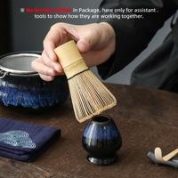 Ensemble de bols à thé matcha Chawan en porcelaine, écologique, résistant à la chaleur, 2 pièces, bleu, avec support pour fouet, pour logo OEM, vente en gros