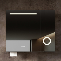 Meuble-lavabo moderne en aluminium de qualité aéronautique avec miroir intelligent, design peu encombrant, vasque en céramique et éclairage LED à intensité variable