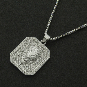 <span class=keywords><strong>Nouveau</strong></span> collier hip-hop avec pendentif tête <span class=keywords><strong>de</strong></span> lion sertie <span class=keywords><strong>de</strong></span> diamants, article <span class=keywords><strong>de</strong></span> mode tendance - Product Image 4