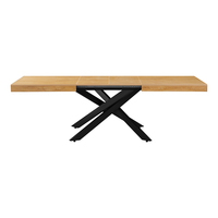 Table en bois extensible avec pieds croisés en métal noir pour 6 personnes, table à manger extensible pour la cuisine, meubles italiens