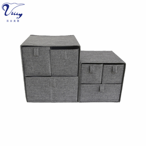 Fabric Storage Drawer Organizer Sets Folding Linen Fabric Storage Box Clever Cube <strong>Insert</strong> 4pcs Per Set W/2 Tier and 3 Drawers - Product Image 5