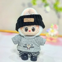 Nouvel ensemble de vêtements en coton pour poupée Labubu de 17 cm, style urbain cool et tendance, avec T-shirt, pour remplacement de costume de jouet en peluche, idéal pour porte-clés