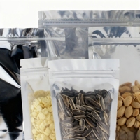 Sachet Doypack en PET transparent avec dos argenté et fermeture éclair refermable, en feuille d'aluminium, pour salades, sucettes, noix, aliments pour bébés, plastique