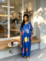 Nouvelle Robe Musulmane Décontractée Ample à Col en V pour Femme, Imprimée avec Motifs Fantaisie, Vêtement Africain en Tissu, Collection Été 2026, Vente en Gros