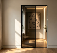 Porte coulissante personnalisée avec cadre en aluminium moderne pour jardin et intérieur, double vitrage en verre trempé, étanche