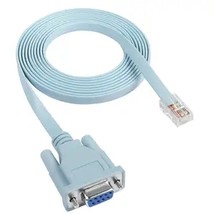 Kabel seri RS232 wanita RJ45 to DB9 biru 1.8m 6ft untuk sakelar Cisco dan peralatan Firewall kabel konsol jaringan