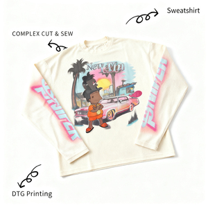 Tùy Chỉnh Thời Trang Phố Áo Thun, Người Đàn Ông Của Quá Khổ Crew Neck Hoodie - Product Image 2