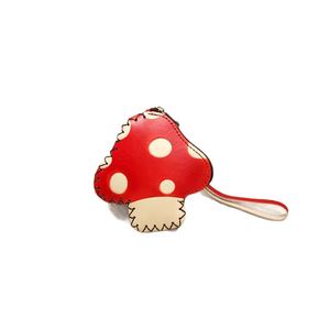 Handmade Top Grain Cow Leather Cartoon Mushroom Coin <b>Purse</b> Portable Genuine Leather Key Holder <b>Small</b> Storage Wallet - Product Image 4