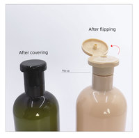 300ml 400ml Bouteille de shampoing verte biodégradable jetable en PET écologique bouteille de lotion pour le corps à bouchon rabattable pour emballage cosmétique