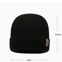 Nouveau bonnet en tricot doublé polaire pour homme, chaud et épais, avec revers côtelé, patch en cuir, pour homme et femme, idéal pour le froid