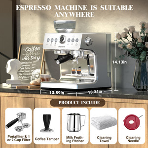 Empstorm 21M Professional <b>Espresso</b> Coffee Machine with Adjustable Bean-to-<b>Cup</b> for Household and Hotel Use - Product Image 3