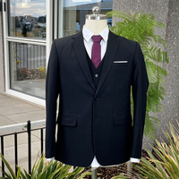Prix de gros Costume deux pièces pour hommes Ensemble pantalon manteau noir Stock direct d'usine